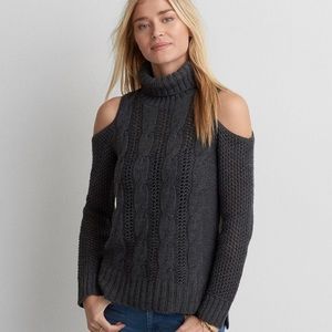 AEO grey cold shoulder turtleneck